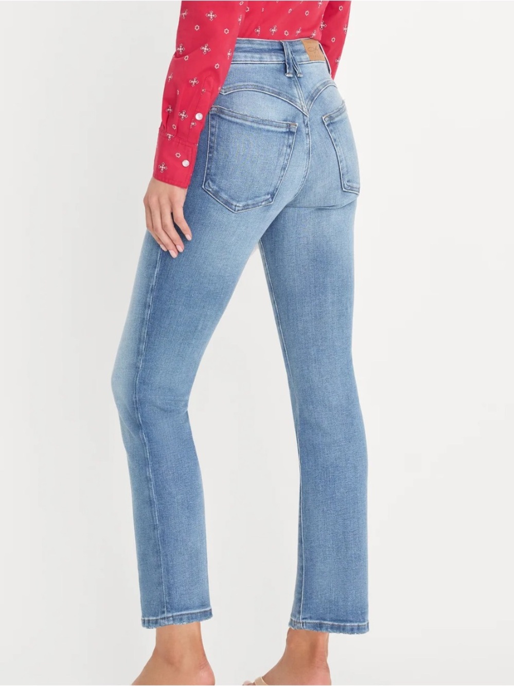 Good American X Dolly Light Blue Ankle Straight Jeans